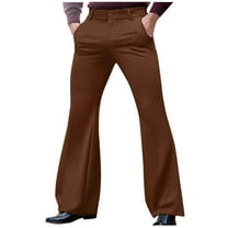 Fashion YLSDY Trendy Pants Men Corduroy Vintage Bell Bottom Pants 60s 70s Disco Outfits Stretch Slim Fitted Hippie Party Trousers Coffee XXL