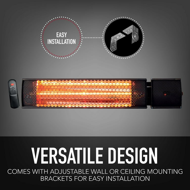 Permasteel Wall Mounted Black Electric Patio Heater - Walmart.com