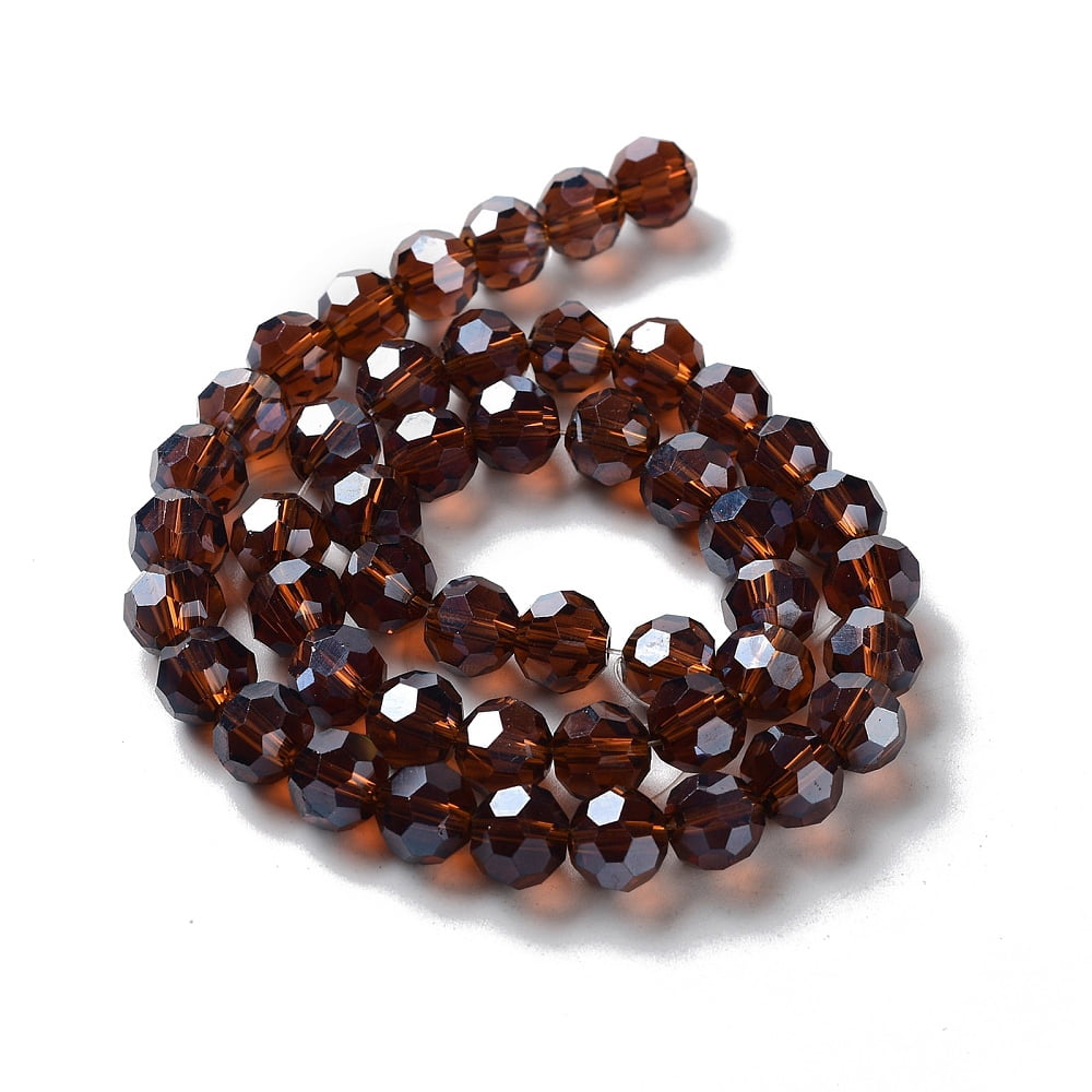Sienna 10 Strand Electroplate Glass Bead Strands Pearl Luster Plated Faceted(32 Facets) Round Sienna 8x7mmDIY