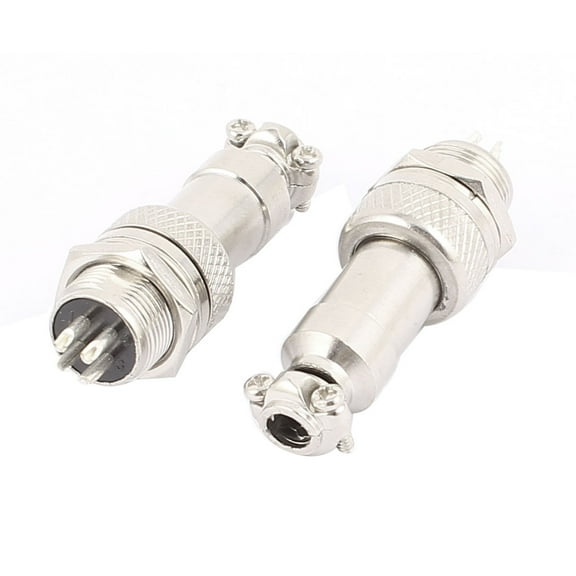 4-Pin Circular Mounting Cable Aviation Plug Connector Adapter AC 250V 2Pcs