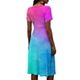 thumbnail image 6 of Minjewel Women's Shift Dress with Short Sleeve V-Neck - Bohemian Summer Dress, Loose Flowy Beach Party Outfit, Solid Color Comfy Vacation Mini Dress,Blue,S, 6 of 6