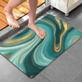 thumbnail image 4 of Teal Marble Gold Wave Pattern Bathroom Rugs Mat,Non Slip Microfiber Bathroom Rug,Rubber Backing,Soft Bathroom Mats for Bathroom Floor,Tub and Shower,20x32in(50x80cm), 4 of 5