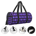 thumbnail image 3 of Balery purple argyle Bolsa de Gimnasio para Mujeres y Hombres, Bolsa de Viaje Impermeable, Bolsa de Fin de Semana con Compartimento para Zapatos y Bolsillo Húmedo, 3 of 6