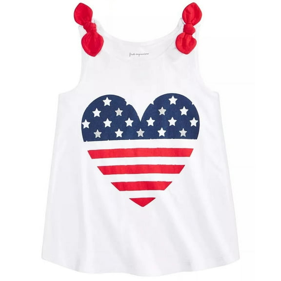 First Impressions BRIGHT WHITE Toddler Girls Cotton Heart Flag Tank Top, US 3T