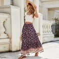 thumbnail image 6 of GXIPO Women's Smocked High Waist Maxi Skirt Casual Boho Long Skirts with Pockets Navy S, 6 of 8