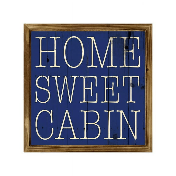 Eveokoki Home Sweet Cabin Square Rustic Wood Signs,Vintage Wooden Farmhouse Plaque, Large Wood Framed Wall Hanging Decor 16"