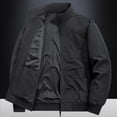 thumbnail image 5 of Danhjin Men's Fall Jackets Lapel Full Zipper Long Sleeve Stand Collar Winter Outerwear Solid Color Comfy Fashion Coats, 5 of 9