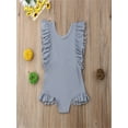 thumbnail image 2 of Gureui Kids Toddler Baby Girls One-piece Swimwear Swimsuit Solid Color Sleeveless Ruffle Backless Sweet Princess Bathing Suit, 2 of 8