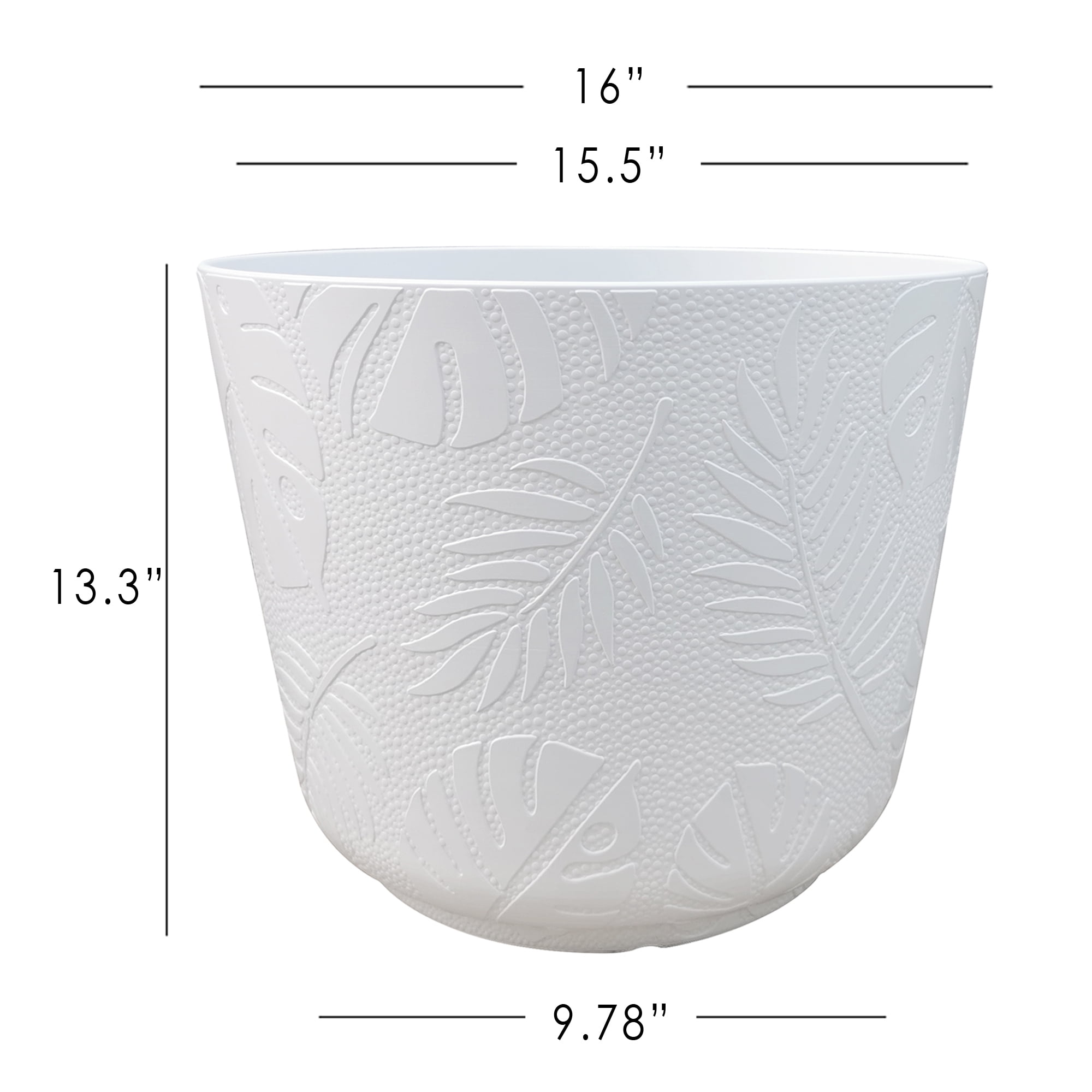 Mainstays Large 16in Diameter Round White Resin Playa Planter