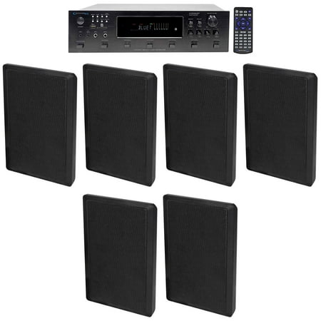 Technical Pro 6000w 6-Zone Amplifier+6) Slim Wall Speakers 4 Restaurant/Bar/Cafe