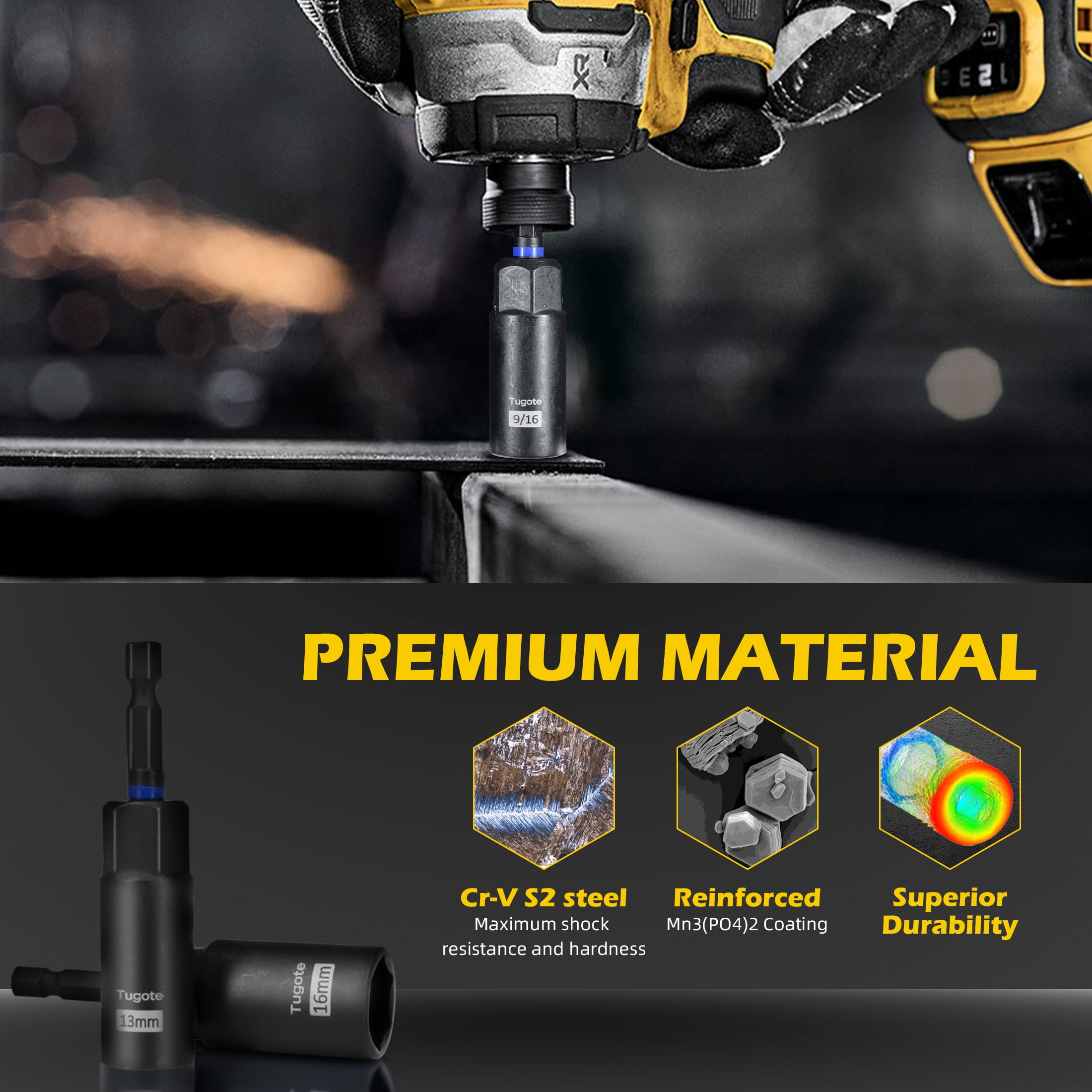 61PCS Impact Nut Driver Set - Magnetic Deep Nut Drivers for Drills, Includes Metric & SAE Socket Adapters, Wing Nut Driver, 1/4'' Quick Change with Bit Extension, Pivoting Nutsetter, S2 Steel Bits