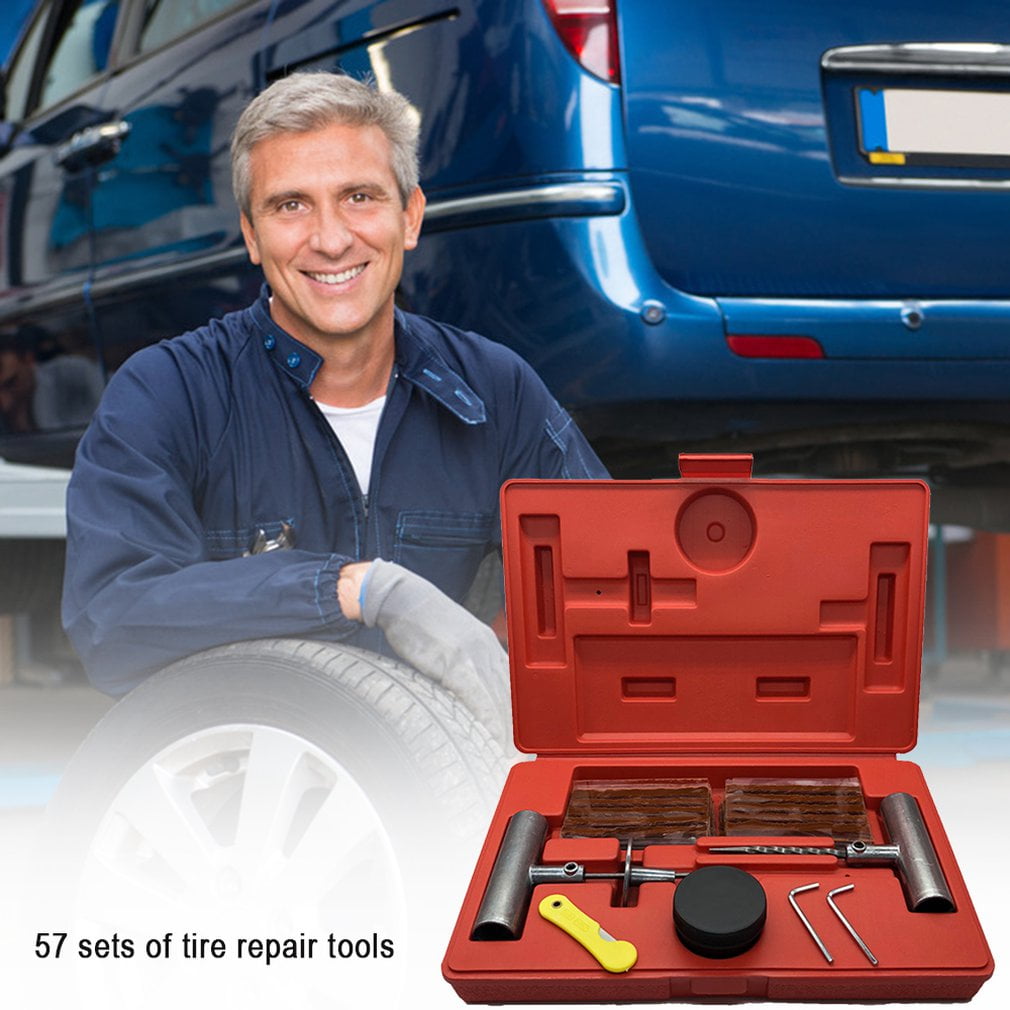 57pcs Tire Repair Kit Flat Tire Repair Tool Car Truck Motorcycle Tire