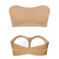 thumbnail image 2 of Deago Strapless Bra for Women Crossover Side Closure Non-Slip Silicone Padded Bandeau Bras Wireless Tube Top Bra (Camel, L), 2 of 10