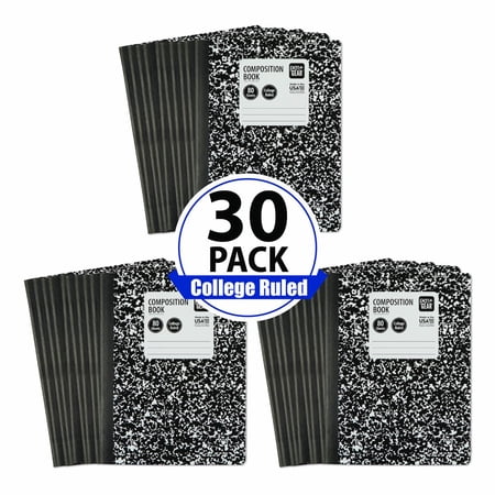 Pen+Gear College Ruled Composition Book Value Pack Black and White 100 Sheets 30 Count