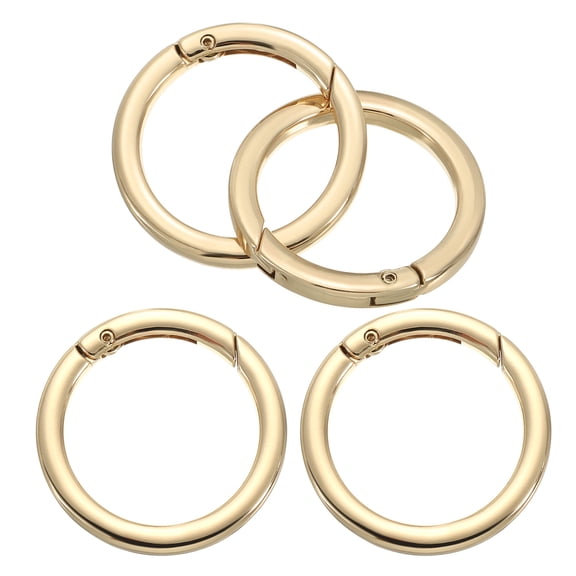 Uxcell 41mm OD Flat Trigger Spring O Rings Round Clasp Clip Snap Spring Keyrings Gold Tone 4 Pack