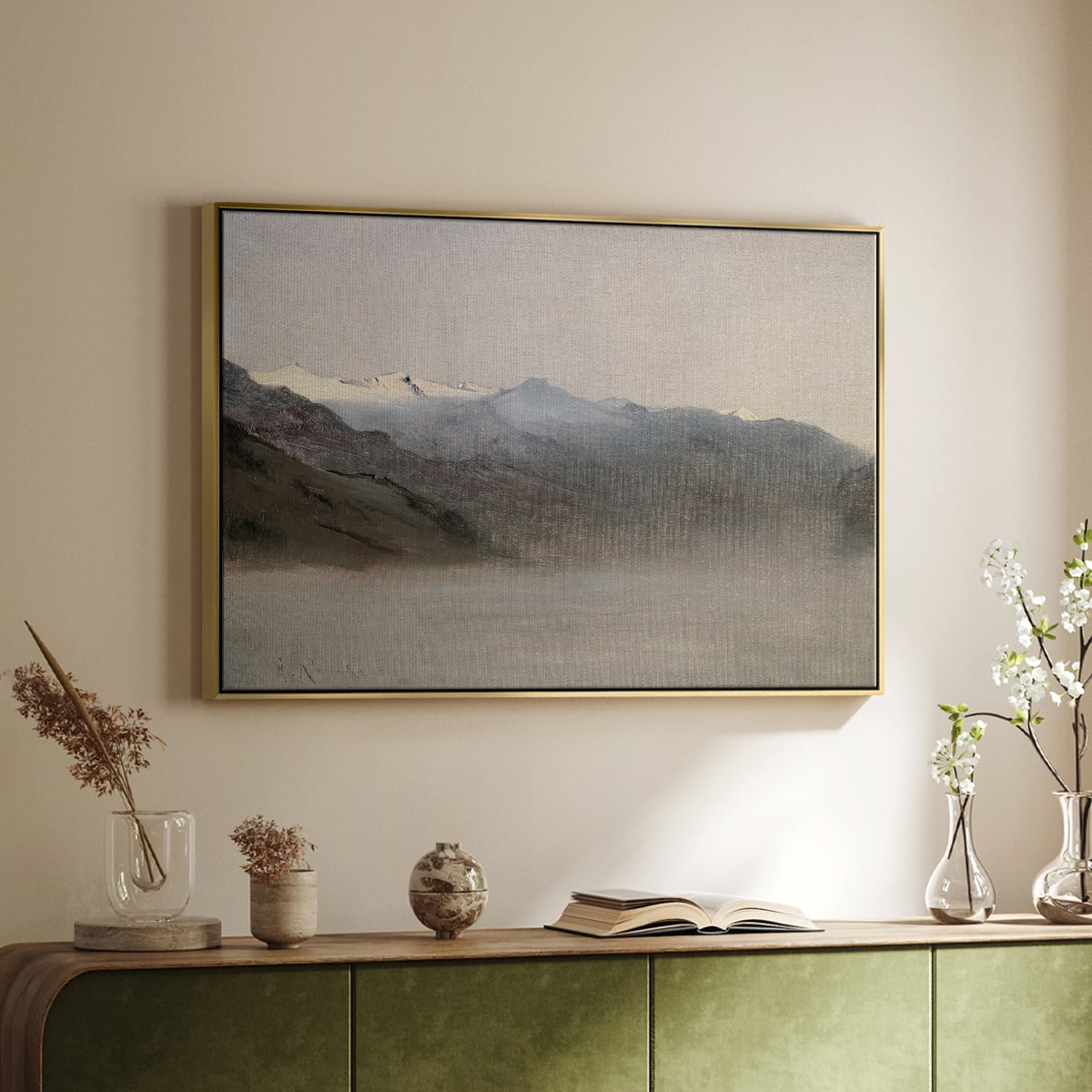 Vintage Landscape-CLXIV By Wexford Home Framed in Gold Wood Gallery Wrapped Canvas 25 in. x 37 in.