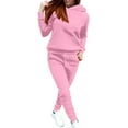 thumbnail image 2 of Breezora Women's Sweatshirt and Trousers Set Casual Loose Fit Comfortable Daily Wear Two Piece Outfit Cozy Lounge Attire XXL Size Pink, 2 of 9