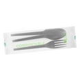 thumbnail image 5 of Restaurantware Cutlery Set 100 Pack of 6.5 Inch Plastic Sustainable Individually Wrapped Heat-Resistant Black Disposable Flatware Durable Fork, Knife and Spoons, 5 of 11