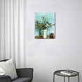 thumbnail image 3 of Soothing Blues Modern Canvas Painting of Daisy in Indian Vase for Bathroom Decor, 12x16 Inches, 3 of 7