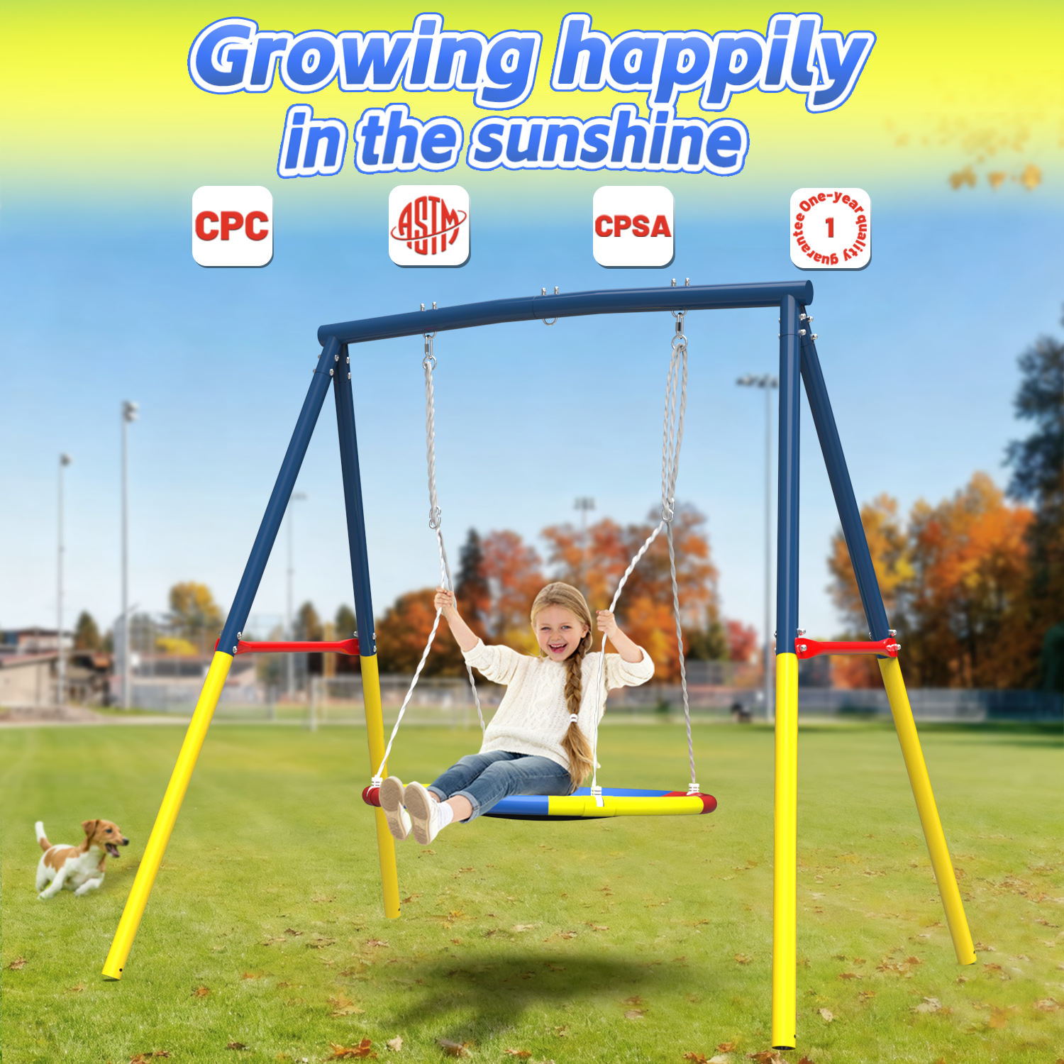 Mersco Swing Set for Backyard with Stand, Swing Heavy Duty 440lbs Metal Outdoor Swing Stan - detail 5