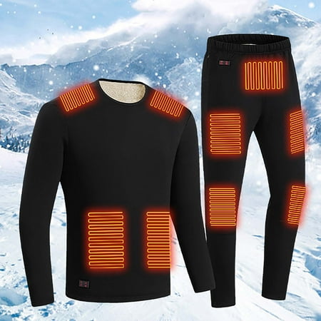 Black and Friday Deals Clearance Turilly Outdoor Warm Clothing Heated for Riding Skiing Fishing Charging Via Heated Thermal Underwear Set