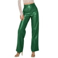 thumbnail image 1 of Aayomet Mode Pantalon en Cuir PU Haute Élasticité pour Femmes, Vert P, 1 of 5