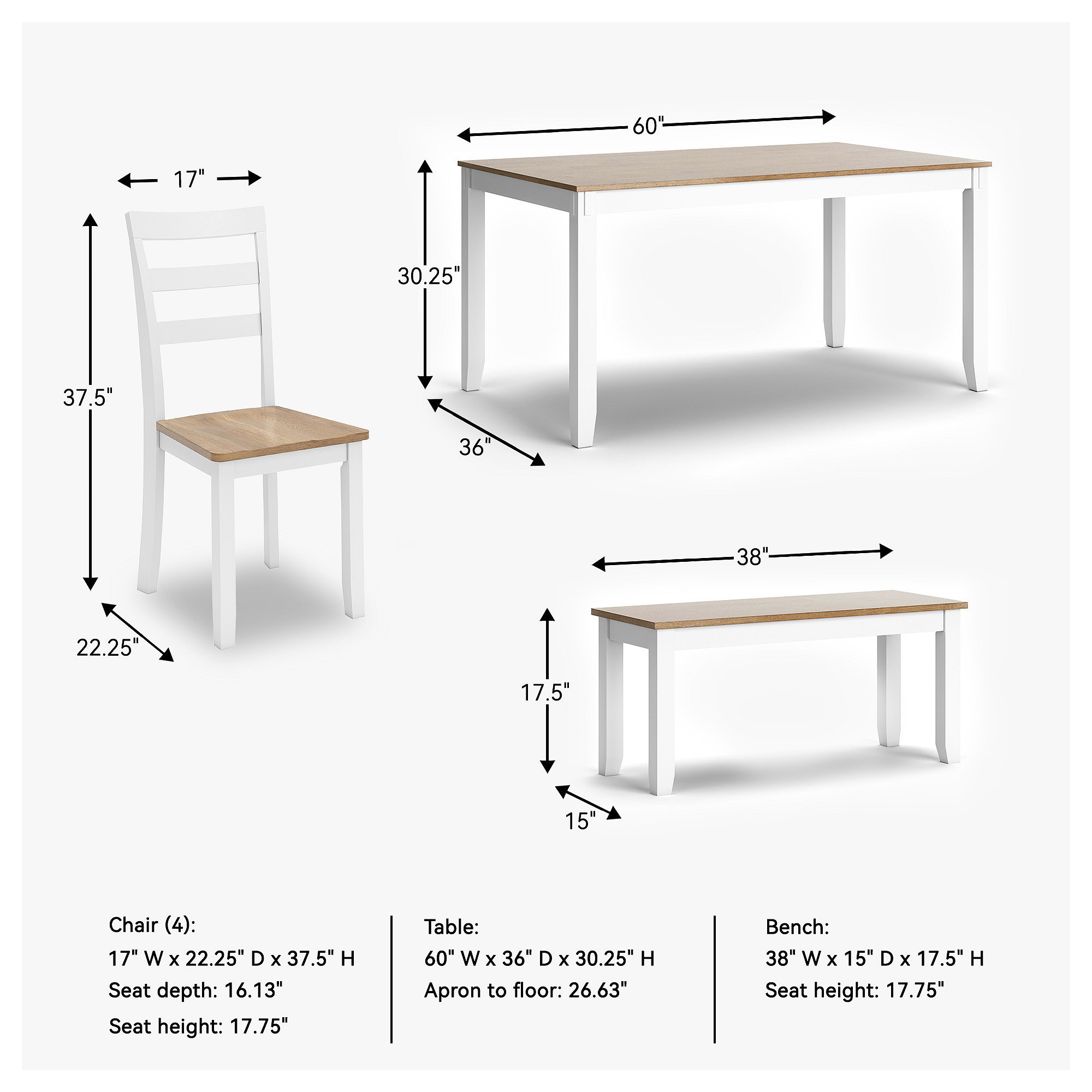 Signature Design by Ashley Gesthaven Natural & White Dining Table Set - Set of 6