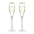 thumbnail image 1 of Viski 4894.0 Belmont Gold Rimmed Crystal Champagne Flutes, Set of 2, Clear, 1 of 10