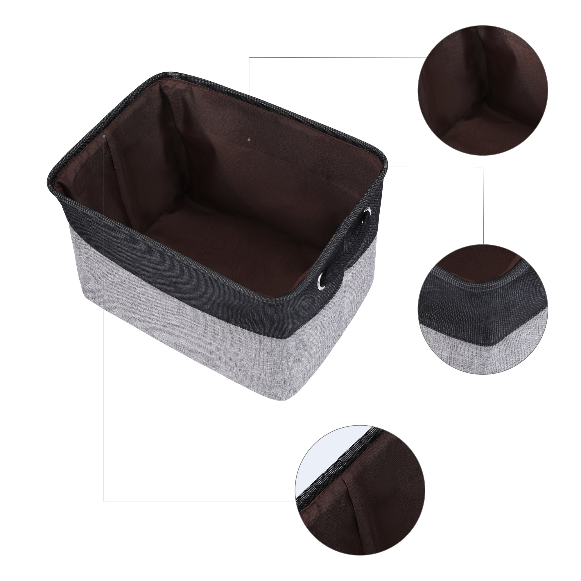 Unique Bargains Fabric Storage Bin with Handles 3 Pcs Black Gray 15*11*9.4in