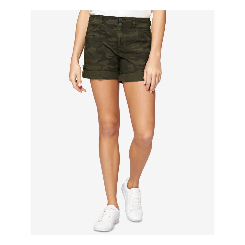 Sanctuary SANCTUARY Womens Green Camouflage Cuffed Short Size 24