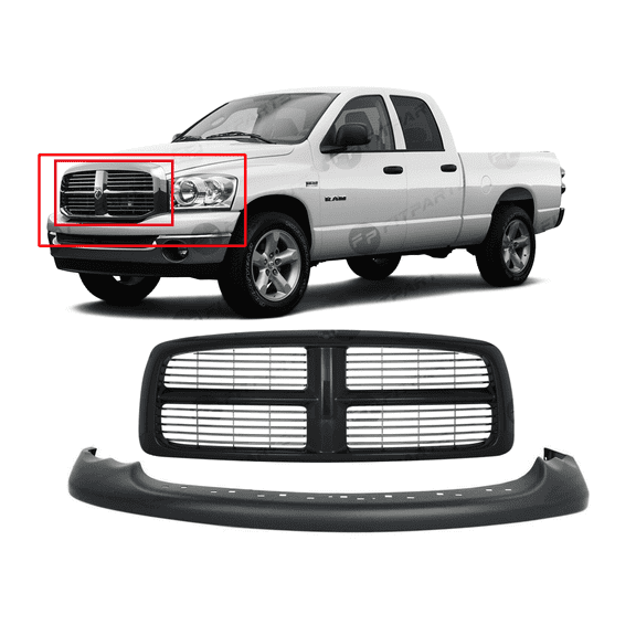 DCP Front Bumper Upper Cover and Grille Kit For 2002-2005 Dodge RAM 1500 2500 3500