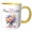 Yellow/White, variant on 3drose, Happy 70th Birthday Pretty Vase of Pastel Peony Flowers, 11oz Two-tone Green Mug