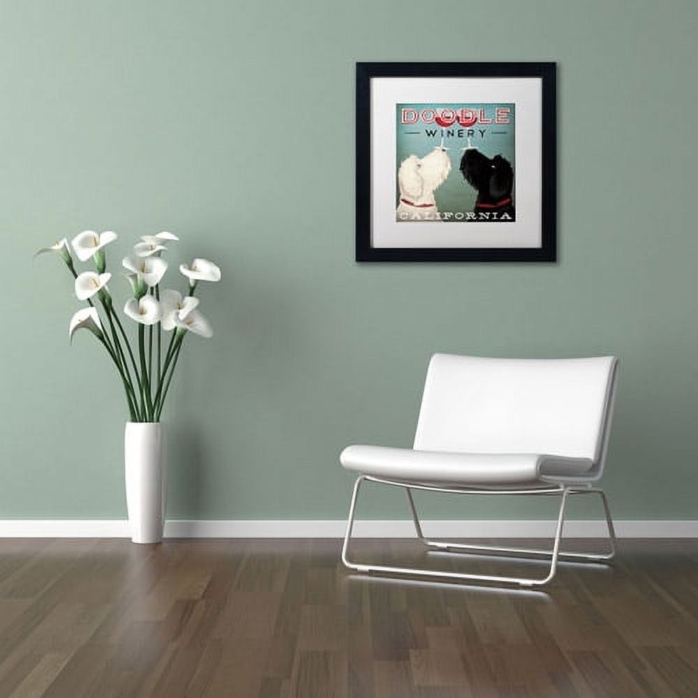 Trademark Fine Art "Doodle Wine" Canvas Art by Ryan Fowler, White Matte, Black Frame