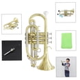 thumbnail image 3 of Professional Bb Flat Cornet Brass Instrument with Carrying Case Gloves Cleaning Cloth Brushes, 3 of 7