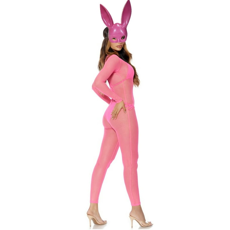 Women Halloween Bunny Costume Sheer Lingerie Bodysuit and Facewear Walmart
