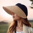 thumbnail image 2 of HJYCHN Women's Open Top Summer Straw Hat Wide Brim Sun For Outdoor Beach Travel Black One Size, 2 of 4