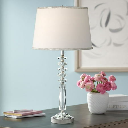 Rolland Warm Antique Brass Table Lamp, Rolland Brass And Crystal Column Table Lamps