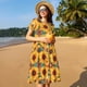 thumbnail image 4 of Easygdp Colorful Bohemian Sunflower para Vestido Transpirable de Mujer, Vestido Suelto de Manga Corta con Pliegues y Bolsillos para el Verano, 4 of 6