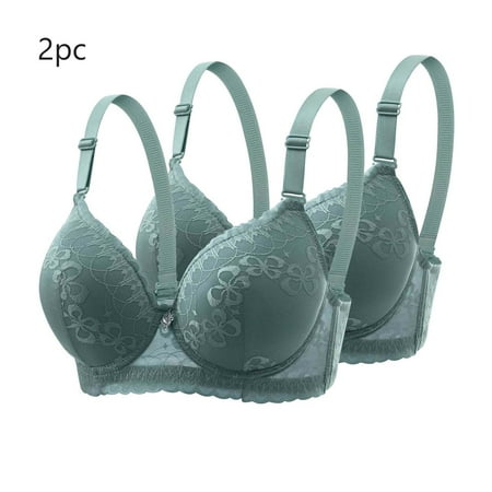 MLCDZ 2 Pack Lace Bras for Women Push Up Bralettes Full Coverage Corset Underwire Plus Size for Large Breasts with Support Sexy Minimizers Everyday Lingerie 2Pcs-Multicolor#03 38