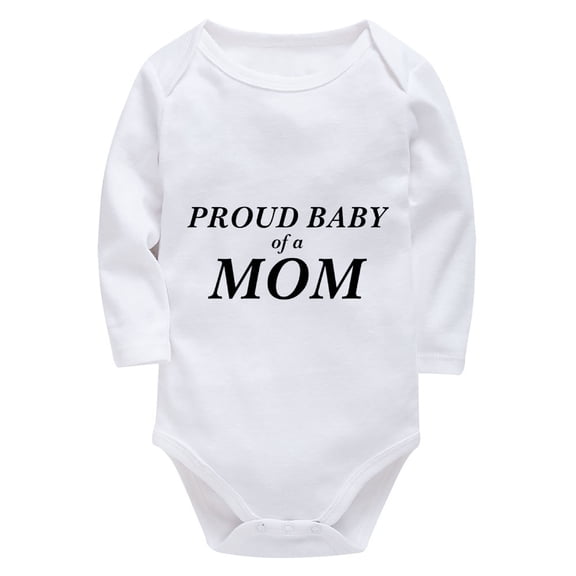 Pround Baby Of A Mom Cute Rompers for Girls Long Sleeve Baby Girl Going Home Outfit Newborn White 0-3 Months Baby Boy Suit