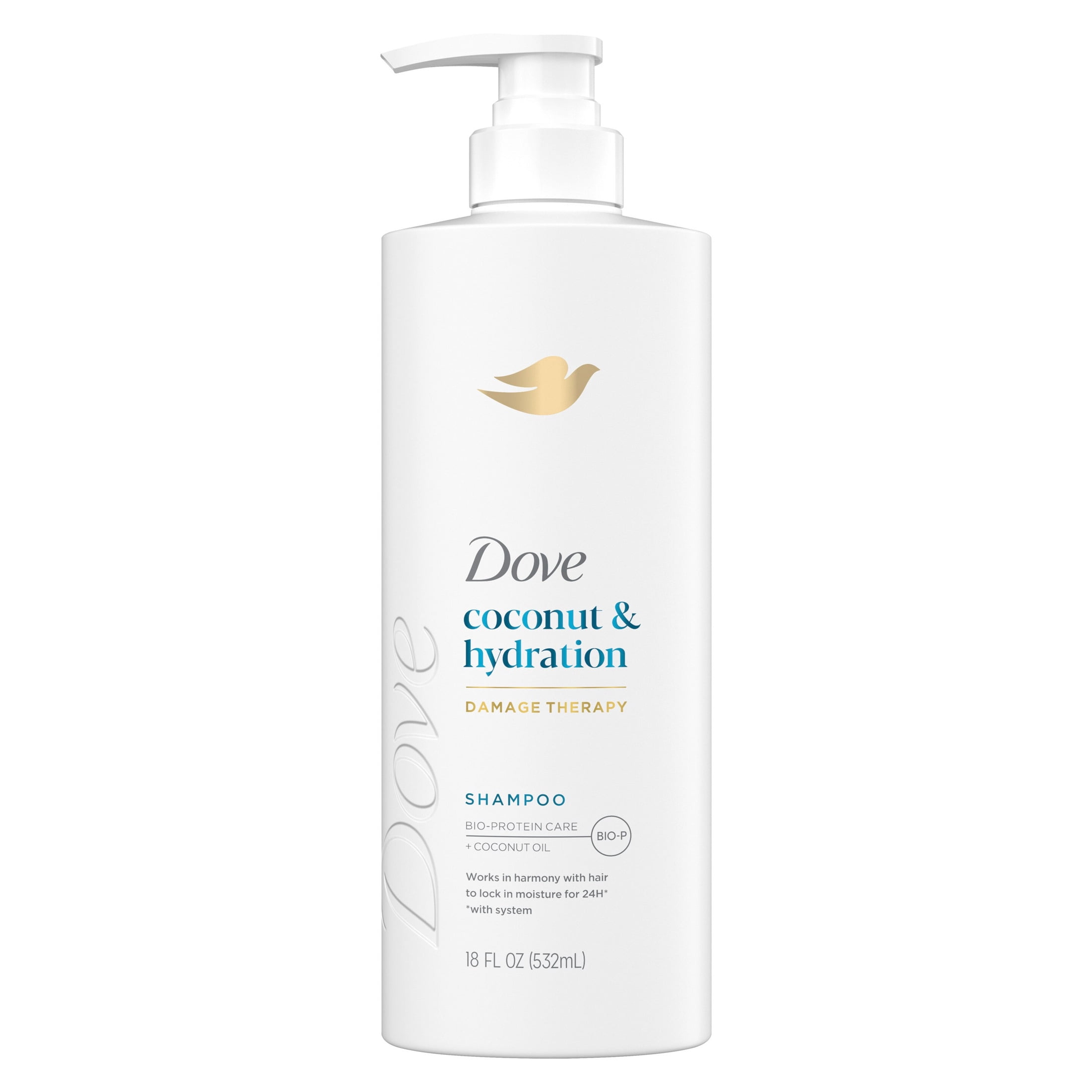 (4 pack) Dove Shampoo for Dry Hair Coconut & Hydration with Bio-Protein Care Technology and Coconut Oil, 18 Fl Oz