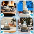 thumbnail image 5 of 4 Pcs Snowman Christmas Decor Wooden Snowman Blue and White Winter Tiered Tray Decor Christmas Table Centerpiece Wooden Rustic Winter Block Sign Farmhouse for Home Kitchen Shelf Gift, 5 of 13