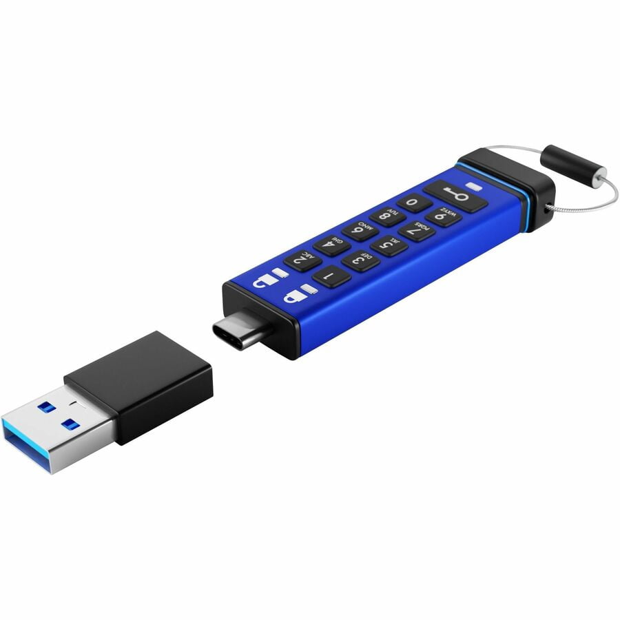 iStorage datAshur PRO+C 512GB | FIPS 140-3 Level 3 Certified | Secure USB Type-C Hardware Encrypted Drive | PIN protected | Type C-A adapter included - TAA Compliant - 512 GB - USB 3.2 (Gen 1) Type...
