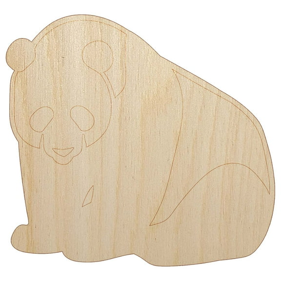 Cute Giant Panda Bear Sitting Wood Shape Unfinished Piece Cutout Craft DIY Projects - 4.70 Inch Size - 1/8 Inch Thick