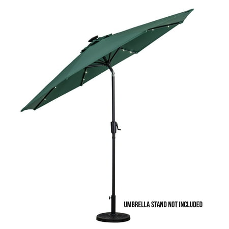 Sun Ray - 9' Round 8Rib Solar Lighted Umbrella - Taupe