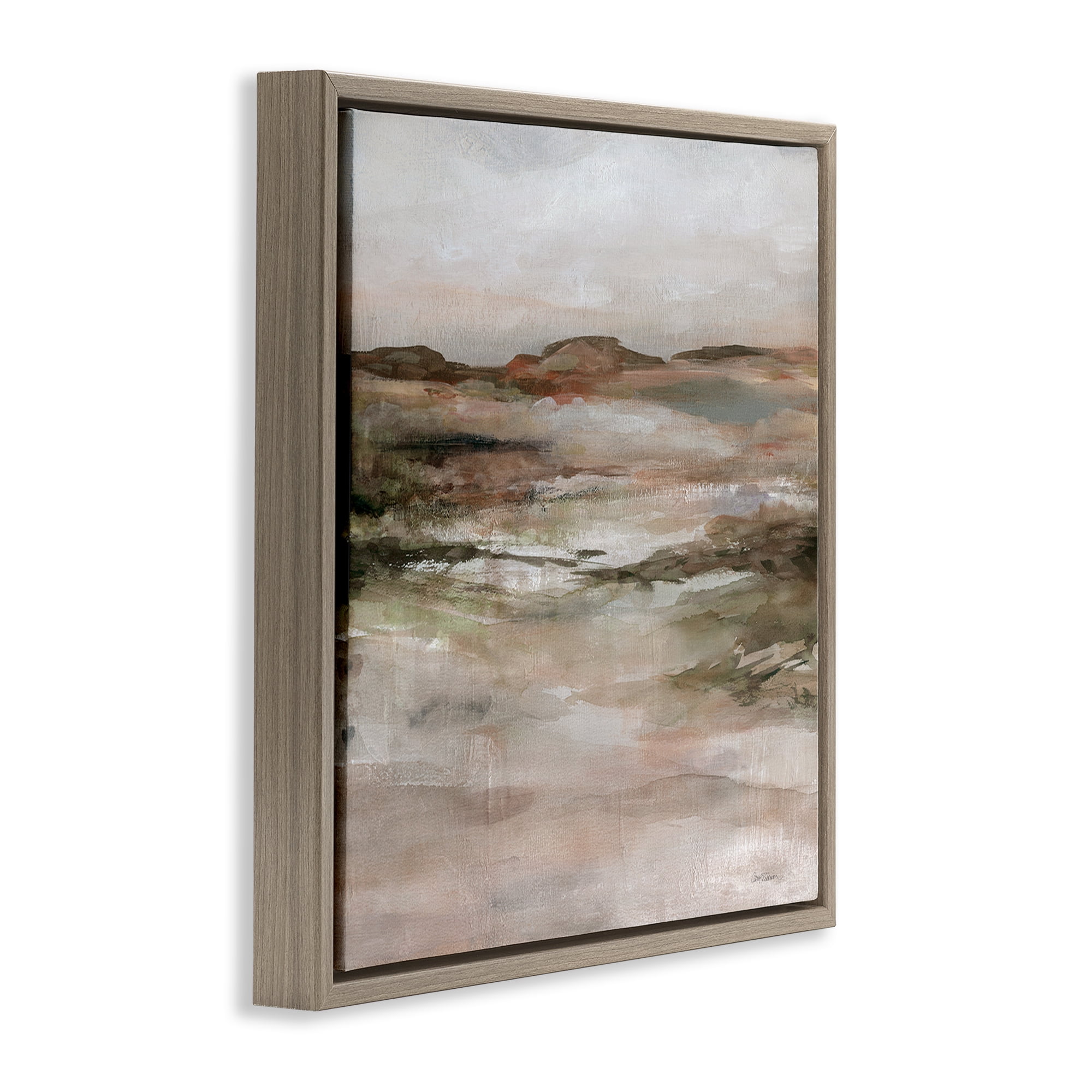 Stupell Industries Rugged Dunes Landscape Abstract Painting Brown Floater Framed Canvas Art Print Wall Art, 18 x 18