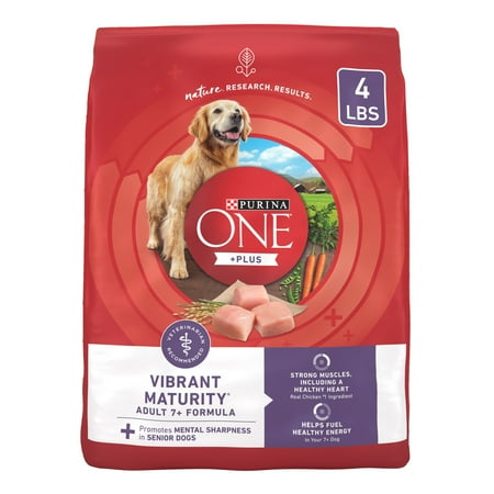 Purina ONE High Protein Dry Senior Dog Food Plus Vibrant Maturity Adult 7 Plus Formula 4 lb. Bag