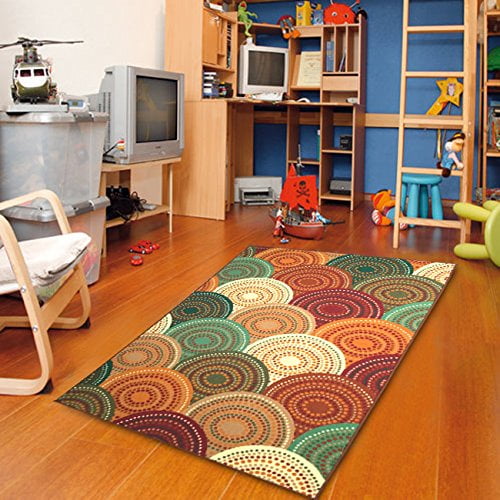 Contemporary Rainbow Bright Color Rubber Area Rugs NonSkid Area Rug 5