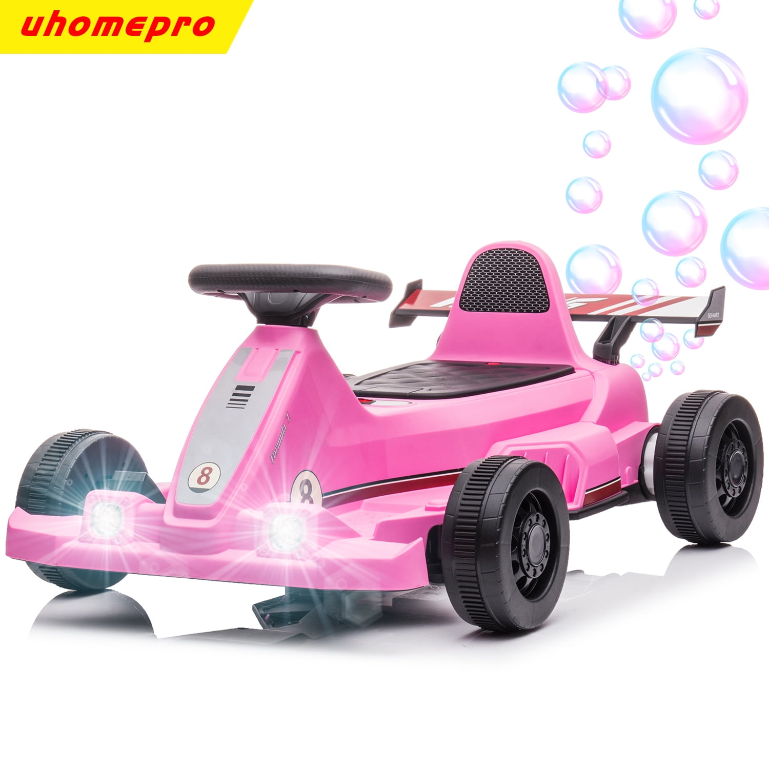 uhomepro 2 in 1 Make Bubbles Electric Go Kart 6V Ride on Toys for Kids