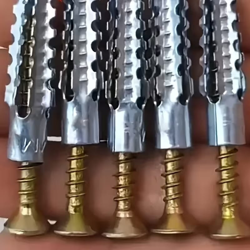 50-Piece Anti-Loosening Metal Expansion Screws Set - Serrated Expansion Tubes & Self-Tapping Screws for Brick and Concrete Walls